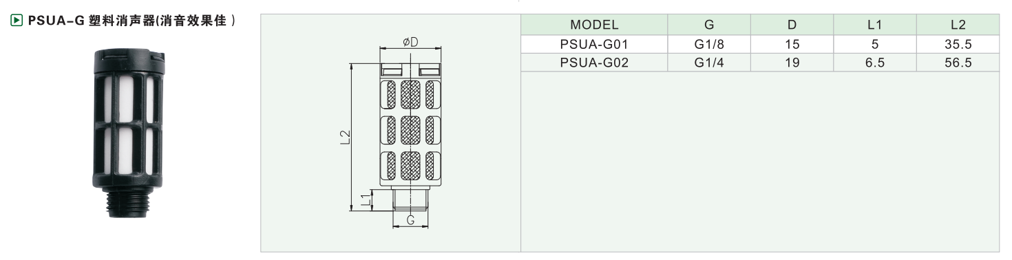 PSUA-G塑料消声器（消音效果佳）
