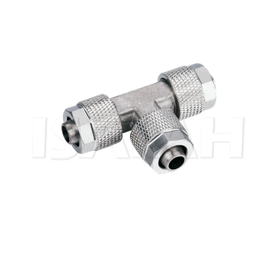 IBE Tee Branch Brass with Nickel Plated Pneumatic Fitting