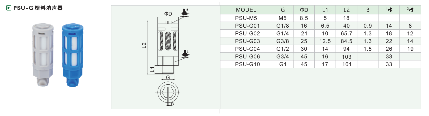 PSU-G塑料消声器