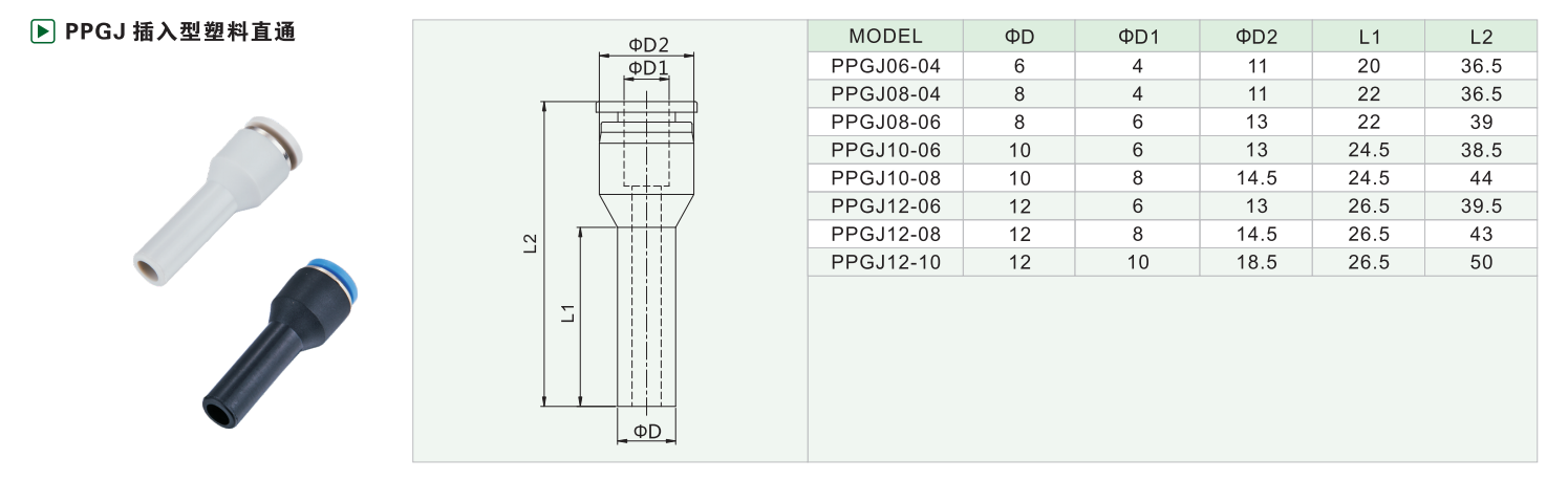 PPGJ 插入型塑料直通
